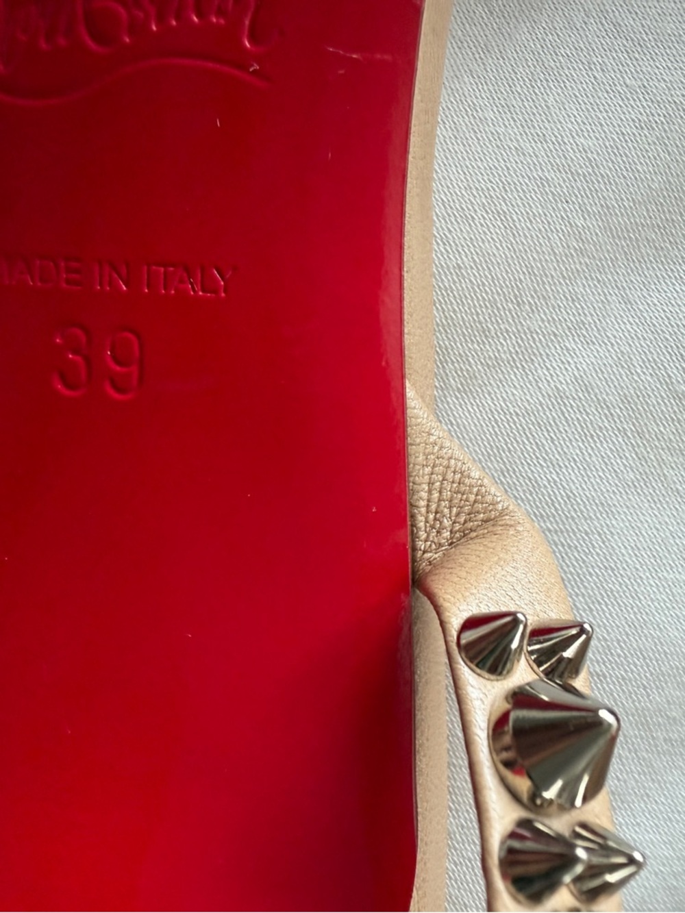 Christian Louboutin Mafaldina Spike Leather Sandals 70mm Nude Size EU 39/US 9 - Picture 5 of 5